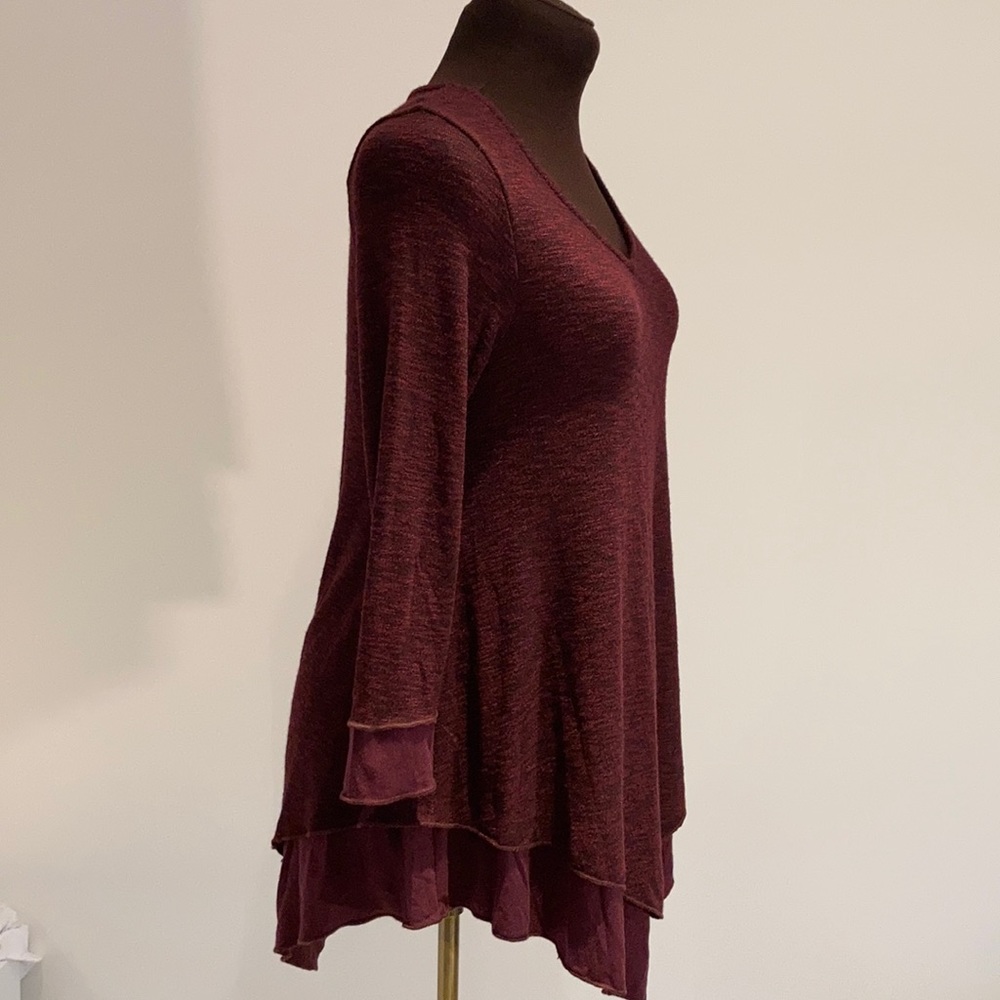 Et Lois burgundy top made in USA xsmall